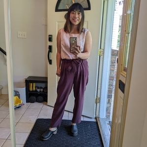 RW&Co women's pants in purple-burgundy colour, Size Large